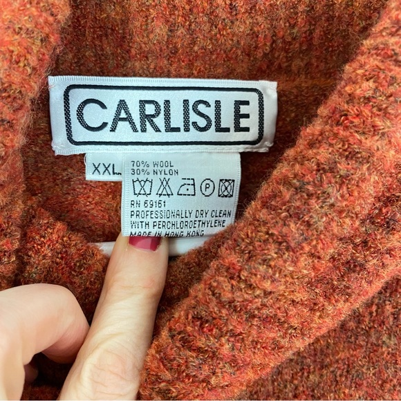 Vintage 90s Granny Pullover Sweater Womens Size XXL Boxy Boucle Knit Turtleneck - Picture 7 of 9